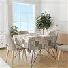 NARCISO Tovaglia 140x180 da 6 Posti in Tessuto 100% Poliestere con Trattamento NO STIRO, Copritavola Rettangolare Cucina, Tovaglie Tavolo Moderno Rettangolari, Copritavolo Patchwork Sabbia