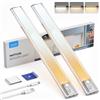 LROLTEF Luce LED Sottopensile Armadio con Sensore Movimento 30CM 3 Color | 2200mAh Luce Lampada Armadio Dimmerabile Magnetica Ricaricabile per Cucina Adesiva Scale Soggiorno Camere da Letto 2P Argento