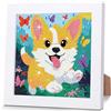 NEWENMO 5D Felice Cane Diamond Painting con Cornice per Bambini 6-12 Anni | Carino Animali Pittura Diamante Kit Bambini 6-12 Anni,DIY Diamond Art Kit con Cornice,Craft Arts Regalo e Decorazione Casa