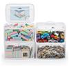 HOLAY Borse Trasparenti per Giocattoli con Maniglia, Set da 4 Organizer Sala Giochi per Giocattoli, Giochi da Tavolo & Materiale Scolastico - PVC Trasparente con Base Rinforzata (Bianco, Piccolo)