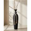 Sziqiqi Vaso da Terra Alto Nero: 60 cm Grandi Vasi Rustica con Perline Boho per Pampas Piante Finte - Metallo Vaso Alto da Interno per Decorazione Casa Soggiorno Stile Farmhouse Camino