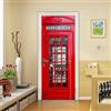TACOKI Adesivi per Porte Cabina Telefonica Rossa Londra Adesivo Porta Autoadesiva Sticker Murale Carta da Parati Decorazione Parete Soggiorno Camera da Letto Poster Parati 90x210 cm 8079z