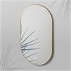 Feel Your Bath Specchio Ovale LED 50 x 90 cm con cornice oro con Luce Regolabile, Antiappannamento, Interruttore Touch, Spegnimento Automatico, Vetro Temperato e Facile Installazione