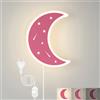 KZT LED Applique da Parete Dimmerabile con Interruttore Luna Lampada da Parete Interno Lampada da Notte 3000K Bianco Caldo Luce da Parete per Cameretta Bambina/Bambino Illuminazione, Rosa