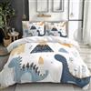 XCQHZYQ Copripiumino una Piazza e Mezza Bambini 150 x 200 cm Dinosauro Cartone Animato Astratto Stampato 3D Set Copripiumino Set Biancheria da Letto Poliestere cotone con Cerniera e 1 Federa