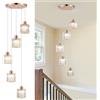 LXWNYY 5 Luci Lampadario Moderno Cristallo Oro 60W Regolabile in Altezza | Lampadario a sospensione Cascata in Cristallo per Scale,E27 Lampada per Soggiorno, Soffitti Alti,Soffitti,Corridoio,Foyer