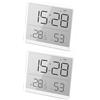 Lancoon 2 Pezzi LCD Piccola Sveglia con Temperatura Umidità Parete Multifunzionale 12/24 Ore ℃/℉ Supporto Della Batteria per Ufficio Degli Studenti Casa