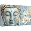 HALFLEMART Stampa su tela Con Cornice Buddha Blu Pittura Fiori di Loto Bianchi Quadri su tela Meditazione Spirituale Zen Quadri Moderni Soggiorno Camera da Letto Bagno Yoga e Spa Stampe da Parete 40x60cm