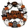 MOAZIFI Ghirlanda per porta di Halloween, decorazione per porta di casa, targa di | 22,5 cm, decorazione per Halloween in legno, ideale per la porta di casa e la parete, ghirlanda decorativa di Halloween con