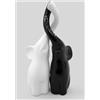 Generico Coppia armoniosa di elefanti in ceramica lucido - Scultura moderna, coppia di due singoli elefanti - Statuetta decorativa alta 15 cm - Elefante come perfetta idea regalo, bomboniera (bianco e nero)