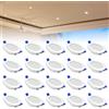 YRHome Faretto da incasso a LED, 230 V, ultra piatto, set da 20 pezzi, 5 W, in alluminio, per soggiorno, camera da letto e cucina, 20 x 5 W, bianco caldo