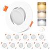 YindaLux Faretti LED da Incasso per Cartongesso, 3000K Caldo 4000K Neutro 6000K Freddo Faretti da Incasso, Dimmerabile, 5W 500LM IP44 AC 220-240V, Diametro Foro Ø68-80mm, Bianco, Set di 12