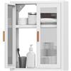HOMCOM Armadio da bagno a muro in metallo 40x14x50 cm Bianco | Armadio sospeso, 2 ante in acrilico scanalato, ripiano regolabile, metallo