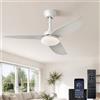 AQLEDY Ventilatore da Soffitto con Luce e Telecomando, Lampadario con Ventola da Soffitto Silenzioso 6 Velocità, Motore DC Reversibile, Pale da Soffitto con Luci LED per Camera Soggiorno - Bianco
