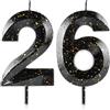 Cxryrzhe Candele Numero 26 Candele per il 26° Compleanno 3D Oro Nero Candela di Compleanno Buon Compleanno Cera Premium e Design Diamante 3D Topper per Torta Decorazioni per Festa, Matrimonio, Anniversario