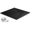 EMKE Piatto doccia con sifone 90 x 90 cm antiscivolo SMC piatto doccia piatto altezza 2,6 cm piatti doccia con copertura ritagliabile e scarico 90 mm nero