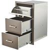 Garvee Cassettiera tripla da incasso per cucina esterna, in acciaio inox | Con maniglia e porta asciugamani di carta - Organizzazione pratica e resistente alle intemperie per isola da cucina o