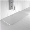 SHOWER ONLINE Piatto doccia in resina WIDE scarico lineare laterale Colore Bianco 80x70 finitura effetto ardesia antiscivolo, griglia dello stesso colore e piletta