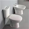 Inbagno Coppia di sanitari monoblocco con scarico a terra e cassetta in ceramica, sedile originale in termoindurente, KARLA