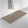 SHOWER ONLINE Piatto doccia in resina WIDE scarico lineare laterale Colore Moka 90x90 finitura effetto ardesia antiscivolo, griglia in acciaio inox e piletta