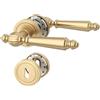 Amerdeco Maniglia per porta interna ottone spazzolato con rosetta rotonda, set maniglia BB con chiave a mappa, design classico per camere e porte interne UK0100