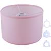 EYERIYO Paralume in tessuto, colore rosa, per lampada da tavolo, lampada da parete, lampada da comodino e lampada da terra, in lino naturale, struttura rigida, realizzato a mano, paralumi con convertitore per