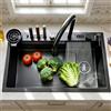 KOOGIMDDR lavandino da cucina rettangolare in acciaio inox 70 x 45 cm con kit di accessori, portacoltelli, 5 fori per rubinetto, multifunzione, lavandino da incasso