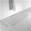 SHOWER ONLINE Piatto doccia in resina WIDE scarico lineare laterale Colore Bianco 90x70 finitura effetto ardesia antiscivolo, griglia in acciaio inox e piletta