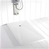 SHOWER ONLINE Piatto doccia in resina PLES scarico centrato lato superiore Colore Bianco 110x70 finitura effetto ardesia antiscivolo, griglia dello stesso colore e piletta