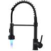 AIMADI rubinetto cucina rubinetto nero LED rubinetto cucina con doccia Miscelatore girevole a 360° rubinetto lavello rubinetto a molla a spirale