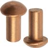 AERZETIX Set di 12 rivetti pieni in rame Ø6x12 mm/testa semitonda