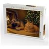 CALVENDO Puzzle, rilassamento natalizio, cane pastore e gatto sul camino | 1000 pezzi. Dimensioni da aperto: 64 x 48 cm. Puzzle CALVENDO