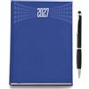 generico Agenda 2026 giornaliera A5 12 mesi 21x15 cm multilingue con rubrica telefonica, Cartina geografica e Festivita, cover cartone, copertina rigida + omaggio penna sfera touch screen (Bleu Royal)