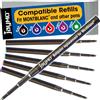 Jaymo Ricambio per Montblanc 128211, ricarica per penna a sfera, 2 nero+2 blu+rosso+viola
