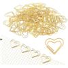 MOVKZACV Set di 100 graffette a forma di cuore, grande oro, a forma di cuore, per matrimoni, cartoline, scuola, ufficio