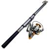 lskdnrufh Set di canne da pesca telescopica, canna da lancio portatile in carbonio | Design pieghevole compatto ultra corto, anelli di guida lisci, bobina di frenata rapida