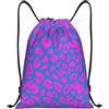 Zelinge Sacca con coulisse per sport e palestra, Blu Rosso Leopardo Carino | Borsa a tracolla per yoga, danza, viaggio