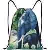 Zelinge Zaino con coulisse Sackpack Gym Sackpack, Elefanti Blu Verde, S (14 | Borsa Yoga Danza