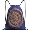 Zelinge Sacca con coulisse per sport e palestra, Motivo Mandala 3D Blu, M | Borsa a tracolla per sport, nuoto, yoga