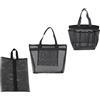 BUGUUYO 3 Pezzi Borsa Mare a Rete Nera, Set, Poliestere Leggero | Trousse da Viaggio, Pratica e Portatile, per Esterni e Spostamenti, Chiusura a Cerniera