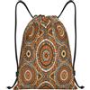 Zelinge Sacca sportiva con coulisse, Motivo etnico marrone arancione, S (14 | Borsa a tracolla per yoga, danza, viaggio