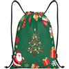 Zelinge Sacca da palestra con coulisse, Babbo Natale verde, S (14 x 16.9 | Borsa a tracolla per sport, nuoto, yoga