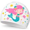 Thryvix Cuffia da Nuoto Bambini, Cuffia in Silicone con Motivo Sirena per 4-12 Anni, Elastica Antiscivolo per Capelli Lunghi e Corti, per Nuoto Immersioni e Bagno