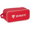 SAFTA | Portascarpe Scolastico Sevilla FC Resistente all'Acqua, Scomparto con Cerniera e Maniglia Laterale, Organizer per Scarpe e Abbigliamento Sportivo, Rosso con Stemma, 34x14x15 cm