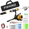 Generic Kit di attrezzatura telescopica per canne da pesca e mulinelli, con borsa | Set di canne da pesca per pontile, mare, lago, fiume, stagno, barca, acqua salata, ghiaccio, surf