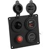 Domary Pannello Interruttori a 1 Gruppo con Voltmetro Accendisigari | ABS+PC+PBT Ignifugo, IP65, da -25°C a 80°C per Barche, Autobus,