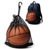 Kezert Borsa per Palloni, Rete Porta Pallone e Borsa da Basket, Nera e Pieghevole in Tessuto Oxford con Coulisse, Tasca con Zip e Moschettone per Calcio, Pallavolo e Rugby