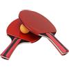 aqxreight Pingpong Paddle Ball Set 2 Pcs Table Tennis Bacs 3 Pcs Rochet di Spugna di Gomma in Legno per Allenamento Esercizio Red Set completo: Contai Pingpong Paddle Ball Tennis (rosso)