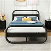 HOMERECOMMEND Letto in Metallo 120 x 200 cm, Telaio Letto in Metallo e Legno con Rete a Doghe, con Testiera, Vano Portaoggetti sotto il Letto, Nero