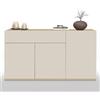 WHOUS Credenza e Buffet GARDA per Soggiorno con 1 Cassetto e 3 Ante, Madia per Salotto, Cucina e Sala da Pranzo in Legno, 120,1x35x70 cm, Cashmere e Rovere Chiaro